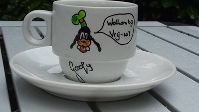Koffie kopje welkom bij vrij uit